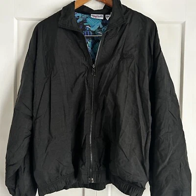 Chaqueta cortavientos Reebok vintage años 90 cremallera adulto grande negra púrpura azul calce cuadrado Foto 1 de 4
