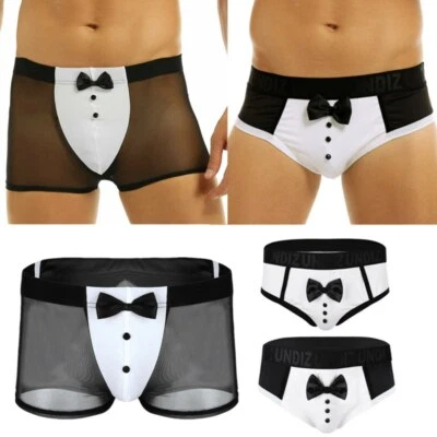 Culotte homme serveur gentleman cosplay bikini slip nœud papillon smoking slip  - Photo 1/2
