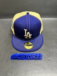 NEW ERA 5950 LA DODGERS 50th OTC FITTED CAP HAT GOLD BLUE 5950 Sz 7 7/8 - Picture 1 of 6