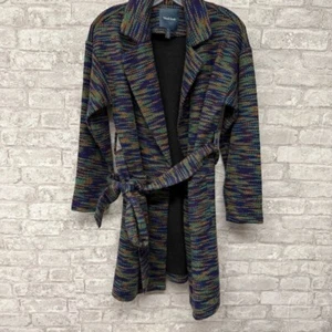ModCloth Multicolor Drinks by the Fire Sweater Coat Women’s Sz Small Green Blue - Picture 1 of 7