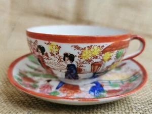 ART ANTIQUE handpainted porcelain tea cup and saucer made in Japan - Picture 1 of 8