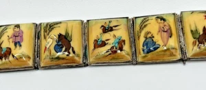 Persisches Vintage Armband handbemalt selten 10 Panel Story 7 1/4 - Bild 1 von 17