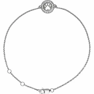Brazalete Our Cause for Paws Diamond 7" en plata de ley (1/10 qt. tw.) - Imagen 1 de 1