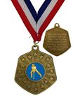 Street Hockey Award (B) 66mm Abril Gold Medal & Ribbon Engraved Free
