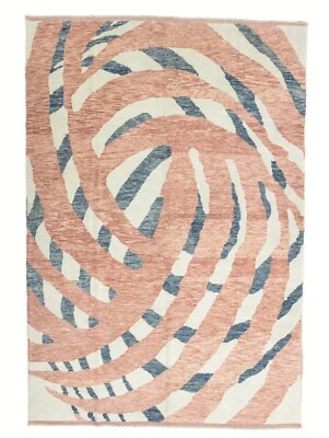 Alfombra turca Oushak 7x10,1 pies - Coral espiral - pieza artística moderna Foto 1 de 4