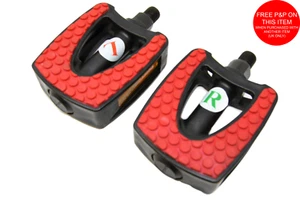 PAIR RED & BLACK KIDDIES BIKE 9/16" PEDALS RALEIGH BEDLAM TUMULT 16 - 24 WHEEL - Picture 1 of 2