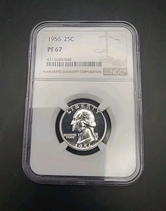 1956 NGC PF67 SILBER WASHINGTON QUARTER PROOF 25C ZERTIFIZIERT - Bild 1 von 10