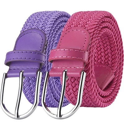 Elastic Nylon Woven Canvas Belt Women Stretch Expandable Pin Buckle Jeans Belts - Image 1 of 4