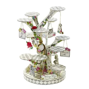 Tiered Cake Stand: 3 Tier Alice in Wonderland Tree Shaped Cake Stand, Cardboard - Picture 1 of 3