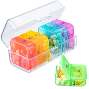 Pill Organizer 2 Times a Day, Weekly 7 Day Pill Box, Daily Am Pm Pill Organiz... - Picture 1 of 7