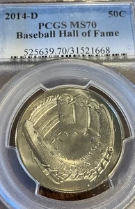 2014-D 50C, BASEBALL HALL OF FAME, PCGS-MS-70, BLAST WHITE,, VIRTUALLY PERFECT - Picture 1 of 4