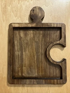 Bandeja para servir pieza rompecabezas de madera hecha a mano 13 x 9,5 pulgadas - Imagen 1 de 3