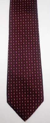 HUGO BOSS BROWN w/ BLUE & GOLD GEOMETRIC 100% ITALIAN SILK NECK TIE 60" - Image 1 of 4