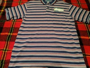 VTG NWT ARNOLD PALMER GOLF POLO SHIRT DARK RED WHITE STRIPED  SZ S - Picture 1 of 4
