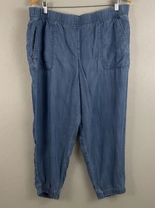 Talbots XLP Petite Chambray 100% Lyocell Weekend Wash Blue Pull On Jogger Pant - Picture 1 of 6