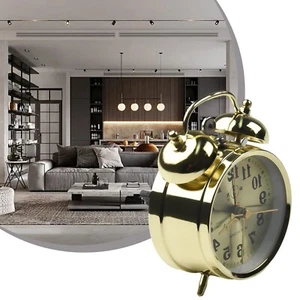 Horseshoe Mechanical Gold Alarm Clock-Manual Wind Up Vintage Metal Clock Cute - Picture 1 of 24