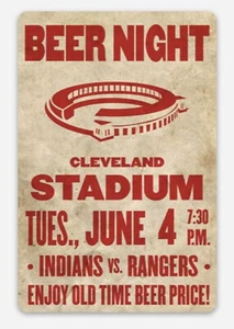 MAGNETE Diecut Cleveland Indians vintage 10 centesimi notte birra stadio comunale - Foto 1 di 1