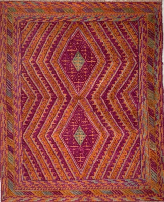 186 x 151cm Vintage Handmade Afghan Carpet Mushwani Kilim Soft Oriental Wool Rug - Image 1 of 4