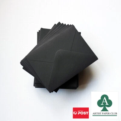 Mini envelopes de papel preto, para cartão-presente, cartão de visita, 120GSM, 4"x 3" - Imagem 1 de 3