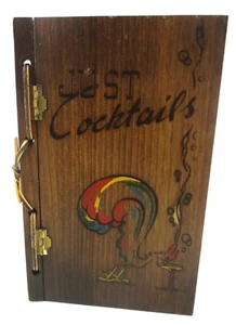 Vintage 1939 Just Cocktails Mixology Bar Drink Mix Recipe Cookbook Wooden Cover - Picture 1 of 4