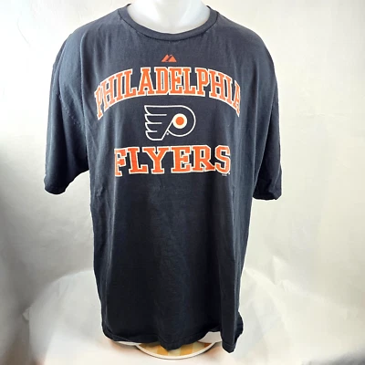 Philadelphia Flyers T Shirt Mens 2XL Black NHL Majestic Graphic Tee Short Sleeve - Image 1 of 4