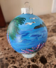 Handpainted Oceanview Ornament Glass-NEW-Can be Personalized Free 3" Round
