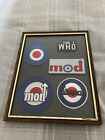 Framed Retro Mod Patches Aprox 8” X 10 “ Frame. All Original And Old