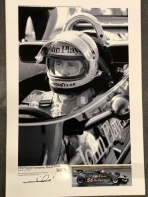 MARIO ANDRETTI FIRMADO A MANO, CAMPEÓN MUNDIAL DE FÓRMULA UNO 1978, IMPRESIÓN FOTOGRÁFICA 13X19  Foto 1 de 3