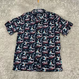 Coastal Team Aloha Button-Up Shirt Men's Size M Multicolor Hawaiian Print Cotton - Picture 1 of 7