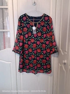Ladies Summer Top Navy Pink Floral Size 12 BNWT - Picture 1 of 6