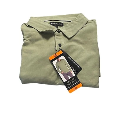 Banana Republic Size XXL, Mens Long Sleeve Luxe Touch Performance Polo, Green. - Image 1 of 4