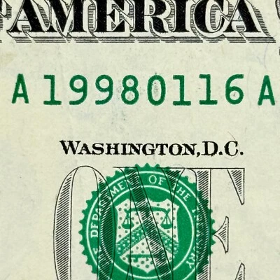 1998 January 16th Dollar 1998 Jan 16 Birthday Gift Fancy Serial Number Dollar - Image 1 of 3