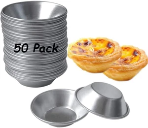 50 Pack Egg Tart Molds Tiny Pie Tartlets Dessert Mold Pans Tin Puto Cup Bakeware - Picture 1 of 5