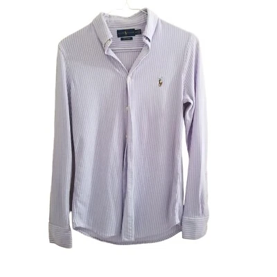 Ralph Lauren Niños Púrpura Rayas Tejido Oxford Camisa Abotonada Carne Poni Talla M Foto 1 de 4