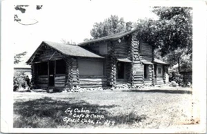 1950s RPPC Photo Postcard Coca-Cola Sign Cafe & Camp Log Cabin Spirit Lake Iowa - Picture 1 of 2