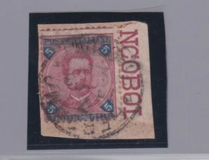 Royaume 1891 : L.5 Carmine Et Bleu Ciel (N°64) Sur Petit Fragment (Cat.57 / 184 - Picture 1 of 1