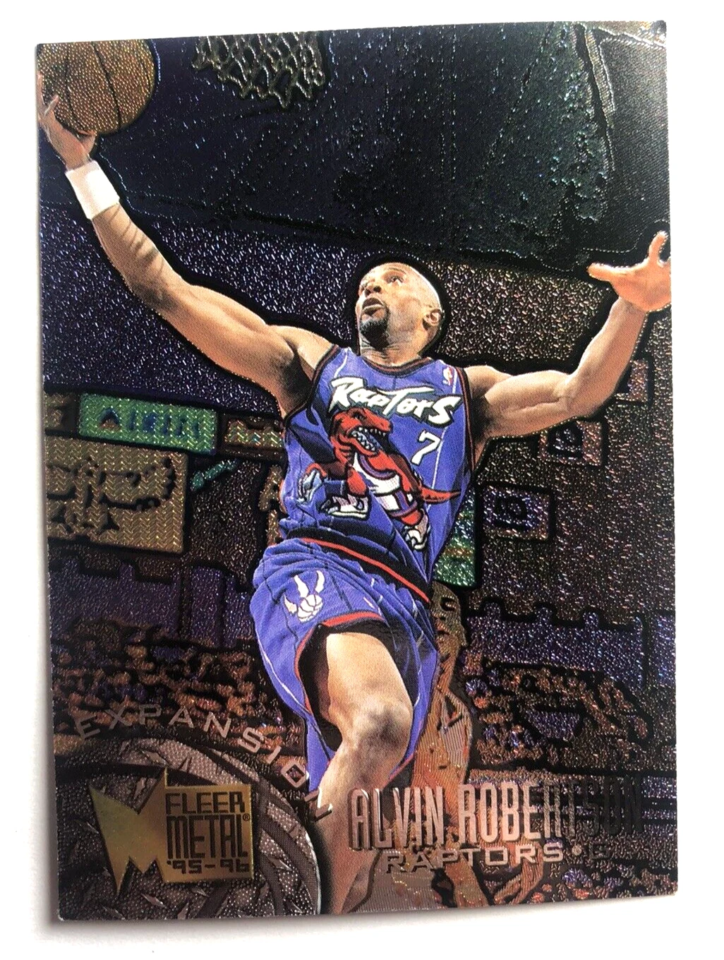 1995-96 Fleer Metal Alvin Robertson 199 Toronto Raptors Basketball Card EXC