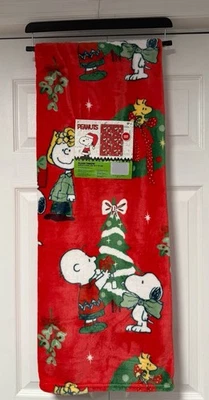 Peanuts Snoopy & Friends Christmas Throw Blanket Red 50”x70” NWT - Image 1 of 4