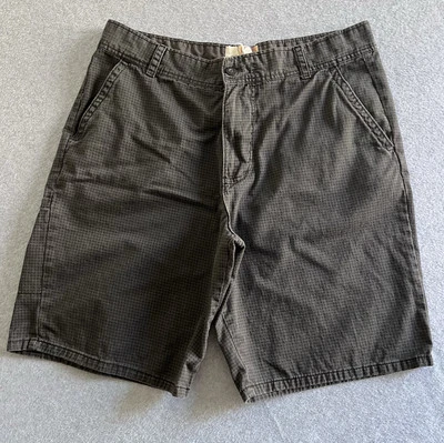 OP Ocean Pacific 男式编织短裤尺寸 38 棉千鸟格印花口袋灰色 — 第 1/4 张图片