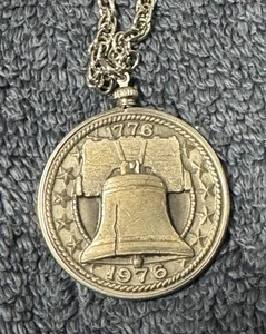 Liberty Bell Pendant Necklace Vintage Style - Picture 1 of 4