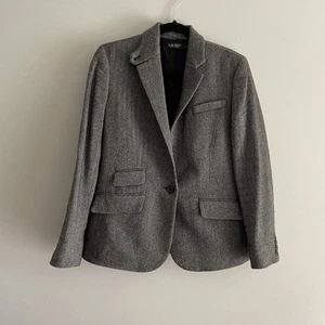 Lauren Ralph Lauren Women 8 Herringbone Wool Linen Blend Single-Button Blazer - Picture 1 of 14
