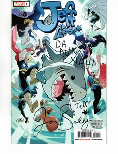 Jeff The Land Shark #1 Marvel Comics primera impresión 2025 cubierta A firmada por Jon Bailey - Imagen 1 de 2