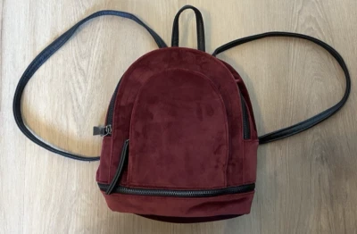 Mini Mochila Cartera Mudd Terciopelo Borgoña Foto 1 de 3