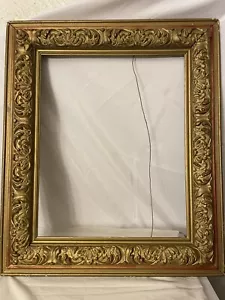 Antique Gold Gilded Picture Frame Wood vintage wall art. Red Trim. 23.5x27.5. - Picture 1 of 24