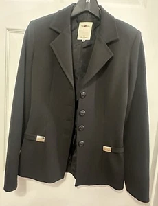 Vtg Vertigo Pour La Ville Black Button Down Blazer Jacket w/ Gold Metal Accents - Picture 1 of 12