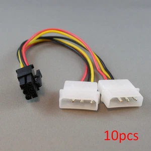 10pcs 7" Inch Dual 4-pin Molex to 6-pin PCI-E PCI Express Power Adapter Cable - Picture 1 of 1