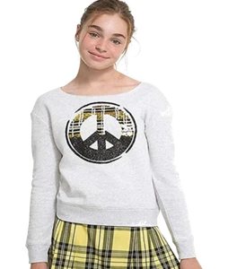 Justice Peace Flip Sequin Boatneck Top Pearl Heather - Picture 1 of 2