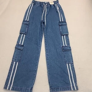 Angel Kiss Jeans Womens 7/28 Blue High Rise Baggy Cargo Hip Hop Y2K Denim Rap - Picture 1 of 16