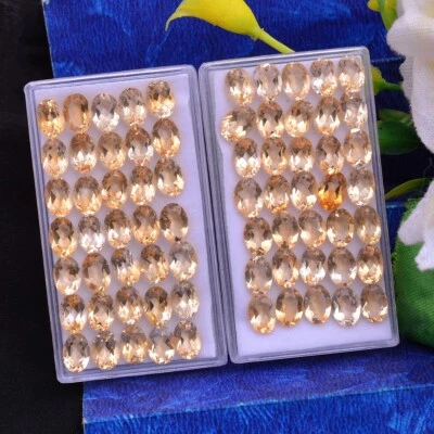 VVS 70 Pcs Natural Citrine 6mm 4mm Oval Faceted Cut Untreated Loose Gemstones - Image 1 of 4