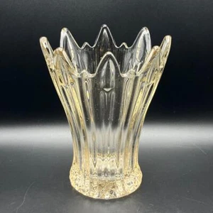 Jarrón Art Deco Sowerby de vidrio prensado de sílex transparente apio 21 cm #2505 tinte amarillo - Imagen 1 de 10